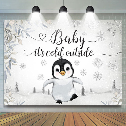 Lofaris Lovely Pigeon Walking On The Snow Baby Shower Backdrop