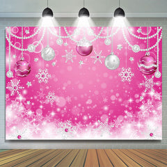 Lofaris Lovely Pink Snowflake Christmas Ball Holiday Backdrop