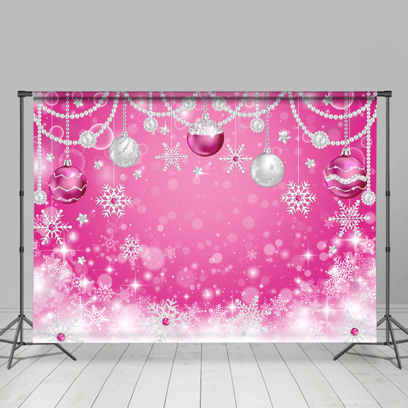 Lofaris Lovely Pink Snowflake Christmas Ball Holiday Backdrop