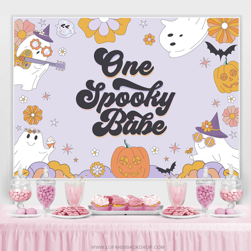 Lofaris Lovely Pumpkin Ghost Halloween Baby Shower Backdrop
