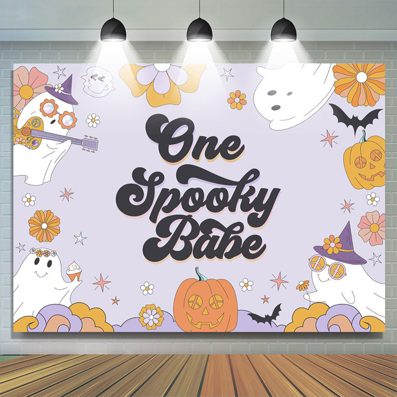 Lofaris Lovely Pumpkin Ghost Halloween Baby Shower Backdrop