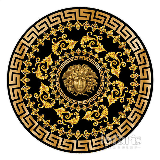 Lofaris Luxury Gold Black Vintage Pattern Round Backdrop For Party
