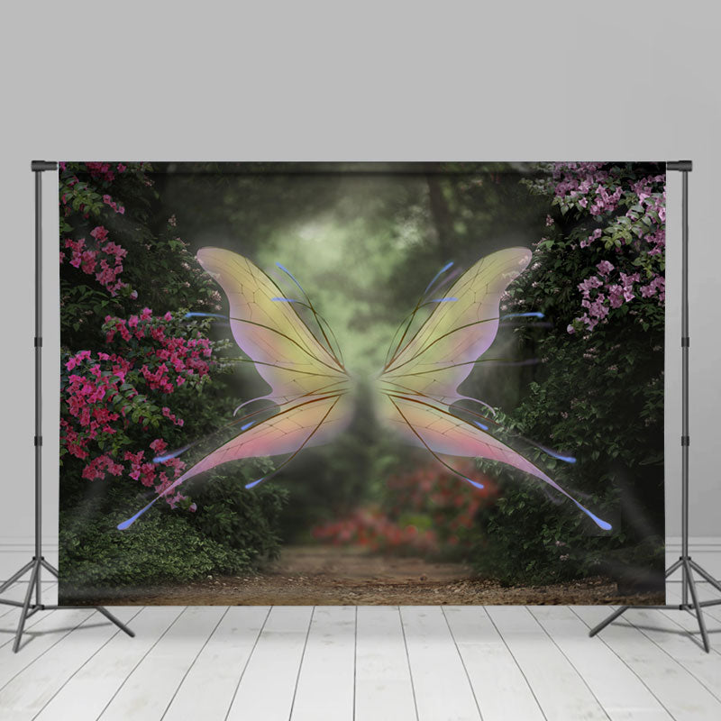 Lofaris Magic Butterfly Foggy Floral Forest Easter Backdrop