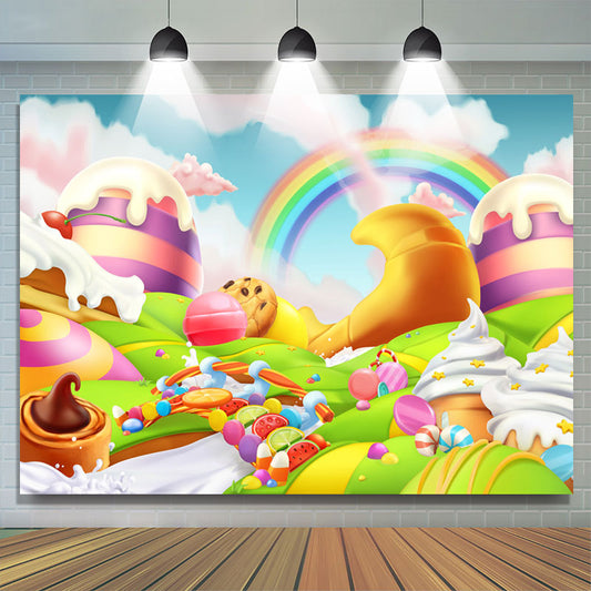 Lofaris Magic Candyland World Happy Birthday Backdrop