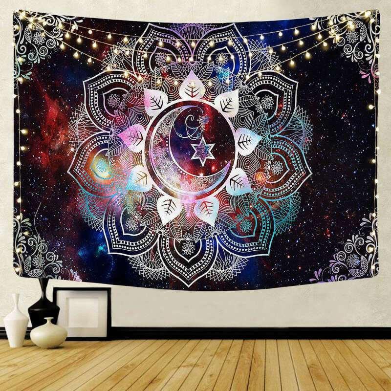 Lofaris Magic Starry Night Sky Mandala Bohemian Wall Tapestry