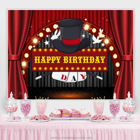 Lofaris Magical Card Dove Stage Theme Happy Birthday Backdrop