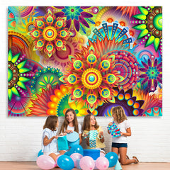 Lofaris Mandala Peacock Tail Flower Backdrop for Photoshoot