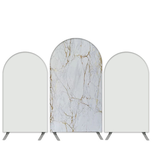 Lofaris Marble Texture Theme Gold White Birthday Arch Backdrop Kit