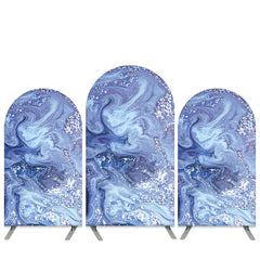 Lofaris Marble Texture Theme Sea Blue Birthday Arch Backdrop Kit