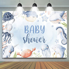 Lofaris Marine Animals Aquatic Plants Baby Shower Backdrop