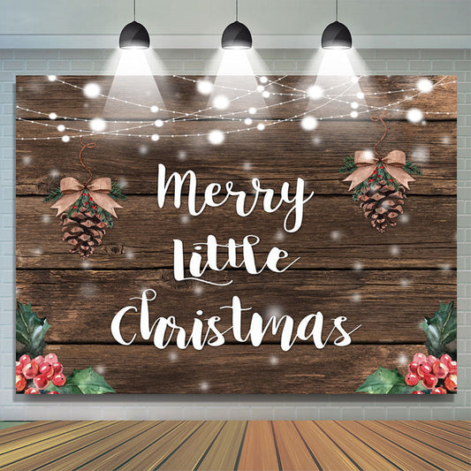 Lofaris Marry Little Christmas Dark Wood Backdrop