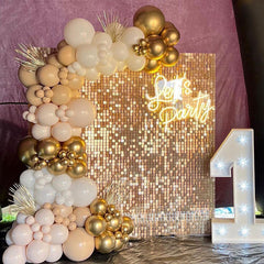 Lofaris Light Matte Gold Shimmer Wall Panels For Party Decorations