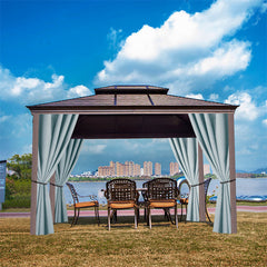 Lofaris Blue Home Decro Pergola Waterproof Grommet Top Outdoor Curtains for Front Porch