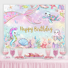 Lofaris Mermaid And Benthos Happy Birthday Backdrop For Girl