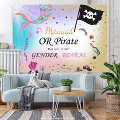 Lofaris Mermaid Or Pirate What Will Be Baby Shower Backdrop