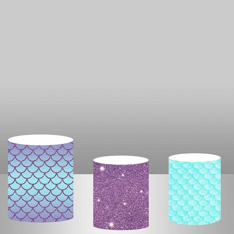 Lofaris Mermaid Theme Glitter Backdrop Plinth Cylinder Cover Kit