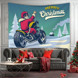 Load image into Gallery viewer, Lofaris Merry Christmas Motorcycle Tree Family Wall Tapestry