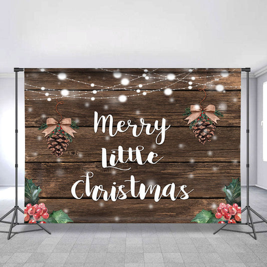 Lofaris Merry Chrismas Pinecone Grayish Brown Wood Backdrop