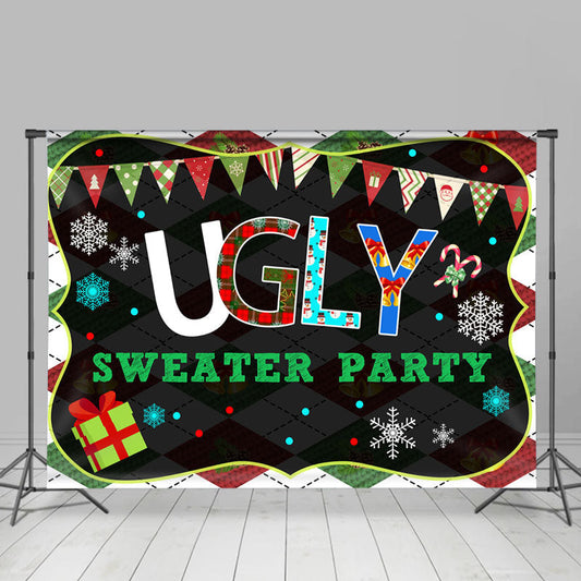 Lofaris Merry Christmas Ugly Sweater Party Holiday Backdrop