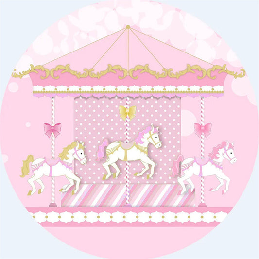Lofaris Merry-Go-Round Pink Bokeh Round Backdrop Kit For Girls