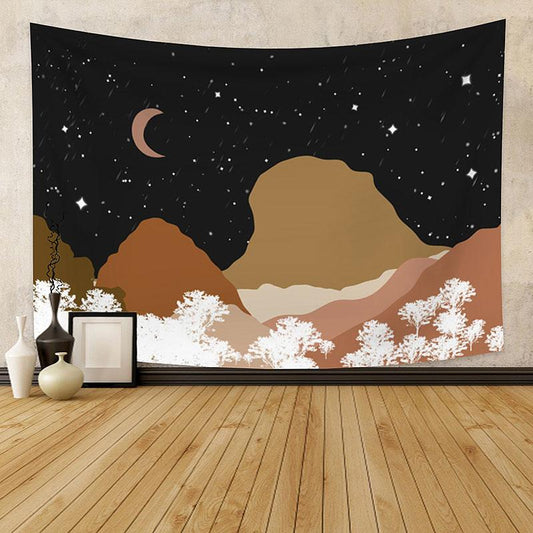 Lofaris Meteor Moon Mountain Landscape Forest Custom Tapestry