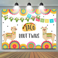 Lofaris Mexcia Taco Bout Twins Alpaca Baby Shower Backdrop