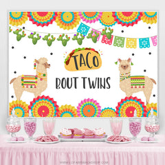 Lofaris Mexcia Taco Bout Twins Alpaca Baby Shower Backdrop