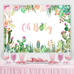 Lofaris Mexican Cactus and Flowers Backdrop for Baby Shower