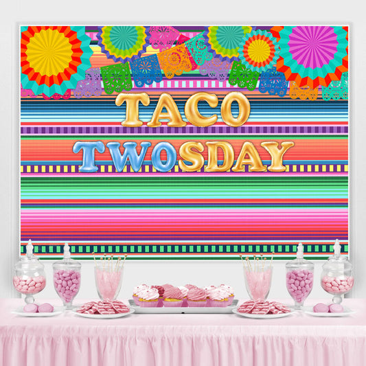 Lofaris Mexican Taco Twosday Fiesta Theme Birthday Backdrop