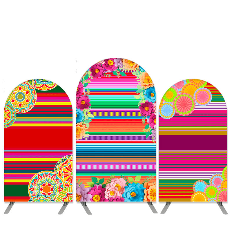Lofaris Mexican Theme Stripe Arch Backdrop Kit for Party