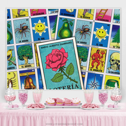 Lofaris Mexico Loteria Card Theme Happy Birthday Backdrop