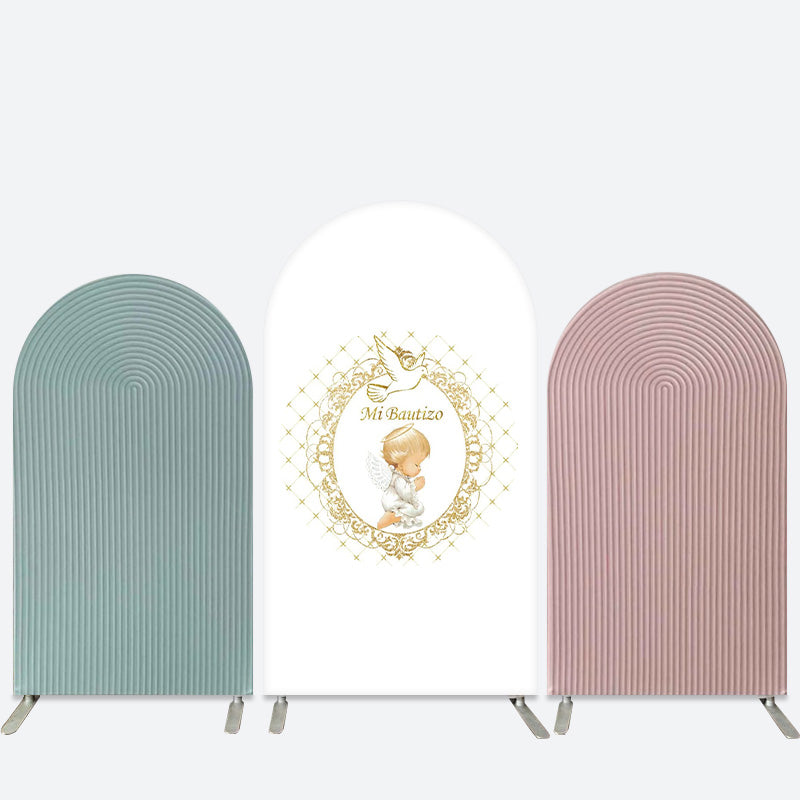 Lofaris Mi Bautizo Angel White Baby Shower Arch Backdrop Kit