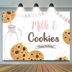 Lofaris Milk And Cookies Food Lovely Happy Birthday Backdrop