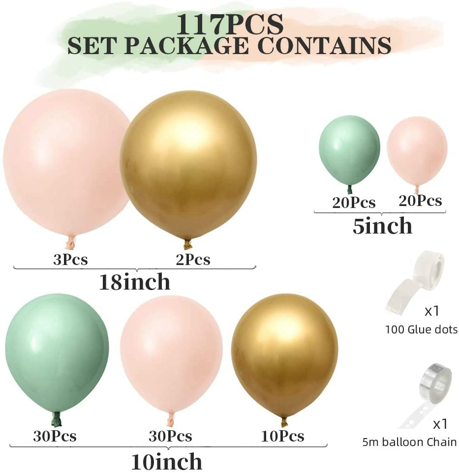 Lofaris Mint Green 117 Pack DIY Balloon Arch Kit | Party Decorations - Gold | Orange
