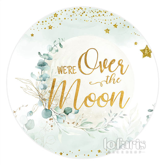 Lofaris Mint Green We Are Over The Moon Circle Cute Backdrop
