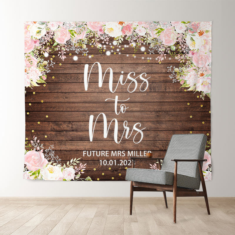 Lofaris Wooden Light Pink and White Floral Wedding Backdrop