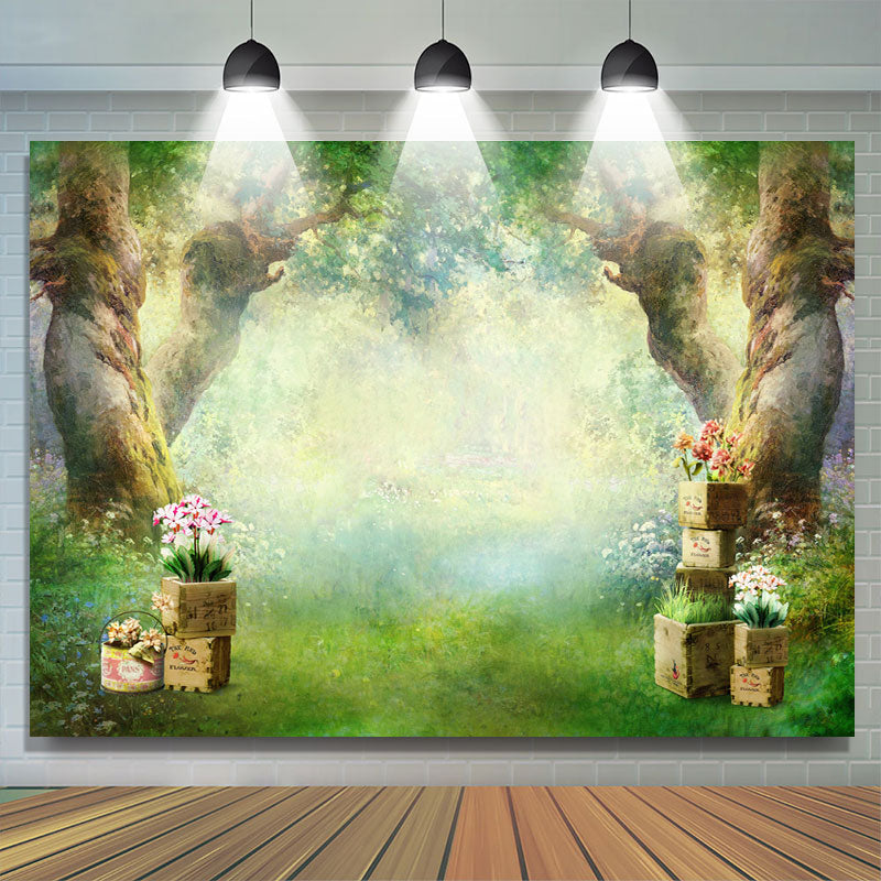 Lofaris Misty Forest And Floral Theme Baby shower Backdrop