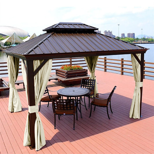 Lofaris Beige Fade Resistant Waterproof Grommet Top Outdoor Curtains for Front Porch