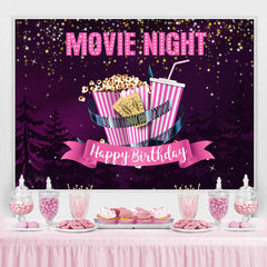 Lofaris Moive Night Purple Sky with Stars Birthday Backdrop