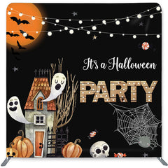 Lofaris Moon Ghosts House Double-Sided Backdrop for Halloween