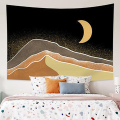Lofaris Moon Mountain Painting Style Still Life Wall Tapestry