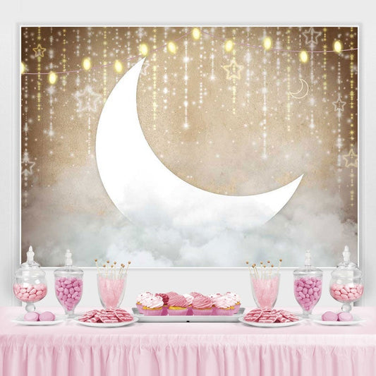 Lofaris Star Moon Clouds Party Baby Shower Backdrop