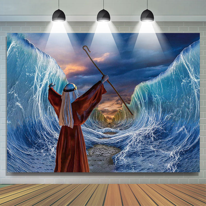 Lofaris Moses Divide The Red Sea Jews Pesach Party Backdrop