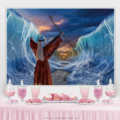 Lofaris Moses Divide The Red Sea Jews Pesach Party Backdrop