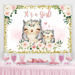 Lofaris Mother Owl and Baby floral baby shower backdrop