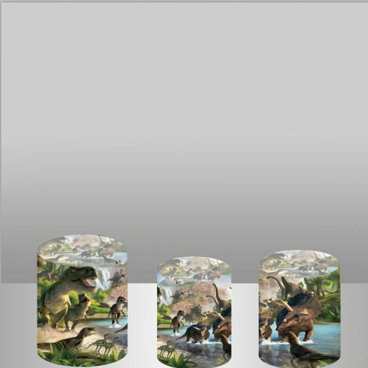 Lofaris Mountain Lakes Dinosaur Round Birthday Decro Backdrop Kit