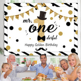 Load image into Gallery viewer, Lofaris Mr. Onederful 1St Birthday Glitter Gold Dots Backdrop