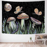 Load image into Gallery viewer, Lofaris Mushroom And Sky Galaxy Butterfly Moon Wall Tapestry