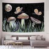 Load image into Gallery viewer, Lofaris Mushroom And Sky Galaxy Butterfly Moon Wall Tapestry
