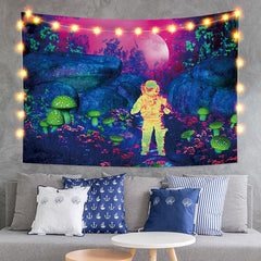 Lofaris Mushroom And Universe Trippy Funny Moon Custom Tapestry
